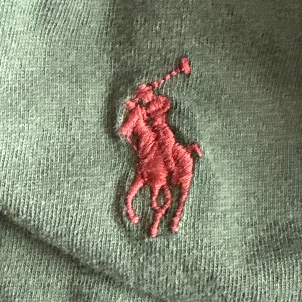 Polo Ralph Lauren Hoodie Shirt Mens XL Green Long Sleeve Cotton Tee ( Fits L)